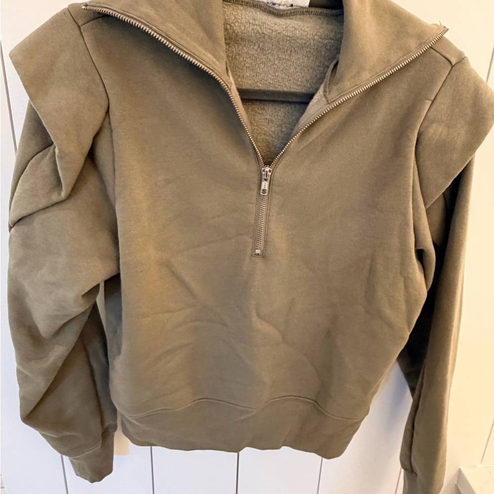Frame Denim olive quarter zip knit